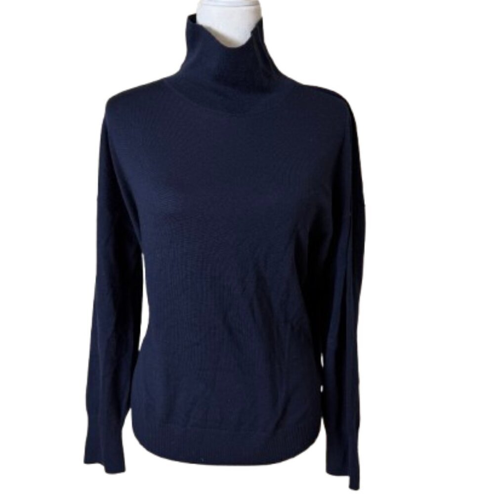 BANANA REPUBLIC 100% Merino Wool Turtleneck Sweater Navy Size Small